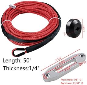 img 3 attached to Astra Depot 50Ft X 1/4 Inch (Ed Synthetic Winch Rope Cable 7000LBS Rock Protection All Heat Guard With Rubber Stopper Hawse Fairlead For Car ATV UTV Ramsey KFI