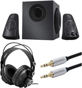 img 3 attached to 🎧 Immersive Sound Experience: Logitech Z623 Speaker System Bundle with Knox Gear Headphones and Audio Cable (400W, 3 Items)