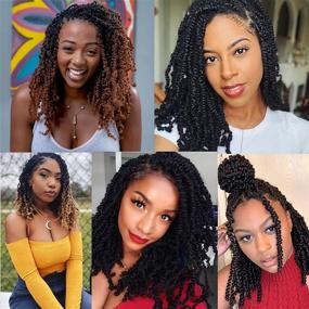 img 3 attached to Black Women's Spring Twist Hair 12 Inches - 8 Packs of Spring Twist Crochet Hair: Butterfly Locs, Bomb Twist, Short Fluffy Crochet Braids. Synthetic Fiber Extensions in 1B# Color.