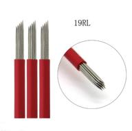 eyebrow tattoo needle, blossm 50pcs microblading shading needle 19round bevel blades for eyebrow tattooing manual semi permanent makeup, optimal for creating natural brow shades logo