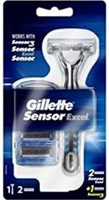 img 1 attached to Gillette Sensor Excel Men's Razor with 3 Razor Blade Refills - Self-Adjusting Twin Blades, Compatible with All Gillette Sensor Razors