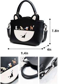 img 1 attached to 🐱 Stylish Leather Cat Purses: Women's Top Handle Satchel Tote Bag Collection