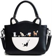 🐱 stylish leather cat purses: women's top handle satchel tote bag collection logo