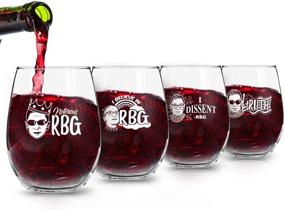 img 2 attached to RBG Inspired Wine Glasses (Set of 4, 15 oz) - Ideal Birthday Gift for RBG Admirer, Creative Patriotic Glassware Honoring Women’s Rights, Witty & Empowering Feminist Presents for Women - Made in USA