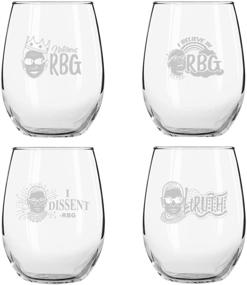 img 1 attached to RBG Inspired Wine Glasses (Set of 4, 15 oz) - Ideal Birthday Gift for RBG Admirer, Creative Patriotic Glassware Honoring Women’s Rights, Witty & Empowering Feminist Presents for Women - Made in USA