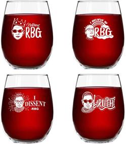 img 4 attached to RBG Inspired Wine Glasses (Set of 4, 15 oz) - Ideal Birthday Gift for RBG Admirer, Creative Patriotic Glassware Honoring Women’s Rights, Witty & Empowering Feminist Presents for Women - Made in USA