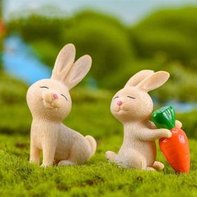 img 3 attached to 🐇 7-Piece Rabbit Figurines Set for Kids - Animal Toy Cake Toppers, Miniature Figurines Collection for Rabbit Fairy Garden - Ideal Christmas Birthday Gift, Desk Decoration & Playset