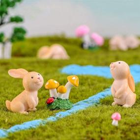 img 2 attached to 🐇 7-Piece Rabbit Figurines Set for Kids - Animal Toy Cake Toppers, Miniature Figurines Collection for Rabbit Fairy Garden - Ideal Christmas Birthday Gift, Desk Decoration & Playset