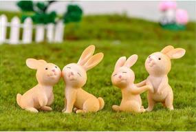 img 1 attached to 🐇 7-Piece Rabbit Figurines Set for Kids - Animal Toy Cake Toppers, Miniature Figurines Collection for Rabbit Fairy Garden - Ideal Christmas Birthday Gift, Desk Decoration & Playset