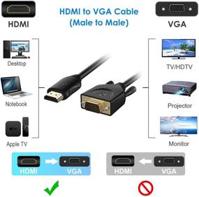 img 3 attached to Кабель Rankie HDMI к VGA мужской-мужской - Совместим с компьютером, настольным компьютером, ноутбуком, ПК, монитором, проектором, телевизором и многим другим - 6 футов