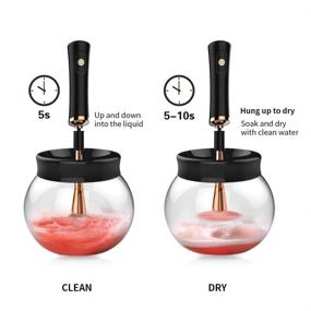 img 3 attached to 💄 Electric Makeup Brush Cleaner - WeChip Automatic Brush Cleaner Spinner for Fast & Efficient Cleaning, Drying Machine for Cosmetic Brushes - Color Removal & Cleaner equipped with 8 Size Rubber Collars