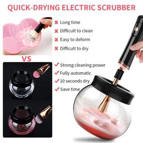 img 1 attached to 💄 Electric Makeup Brush Cleaner - WeChip Automatic Brush Cleaner Spinner for Fast & Efficient Cleaning, Drying Machine for Cosmetic Brushes - Color Removal & Cleaner equipped with 8 Size Rubber Collars