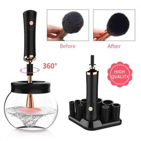 img 2 attached to 💄 Electric Makeup Brush Cleaner - WeChip Automatic Brush Cleaner Spinner for Fast & Efficient Cleaning, Drying Machine for Cosmetic Brushes - Color Removal & Cleaner equipped with 8 Size Rubber Collars