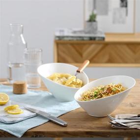 img 2 attached to 🍽️ DOWAN Porcelain Angled Serving Bowls: Elegant and Practical Dishware for stylish plating experience