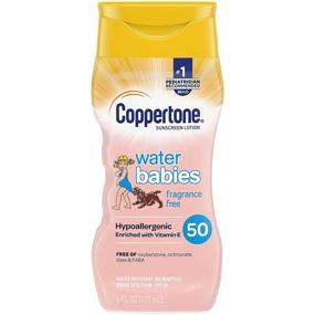 img 4 attached to 🧴 Coppertone Waterbabies Fragrance Free SPF 50 Sunscreen Lotion, Tear Free, Water Resistant, Top Pediatrician Recommended Brand, Broad Spectrum UVA/UVB Protection, 6 Ounce