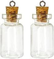 🧪 lefv 50 mini glass bottles: diy message treasure charm pendant kit with corks & eye screws - 1-inch clear vials for miniature empty sample jars logo