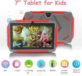 img 3 attached to 👧 Планшет для детей Android 8.1 для обучения - 7-дюймовый экран с разрешением 1024x600 HD IPS, 1 ГБ ОЗУ + 16 ГБ ПЗУ, WiFi, Bluetooth, двойная камера, родительский контроль, 1,8 ГГц четырехъядерный процессор - серый