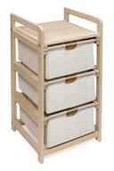 📦 stylish wooden hamper/storage organizing unit: 3 cloth drawers for easy organization logo