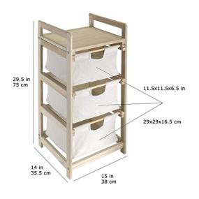 img 1 attached to 📦 Stylish Wooden Hamper/Storage Organizing Unit: 3 Cloth Drawers for Easy Organization