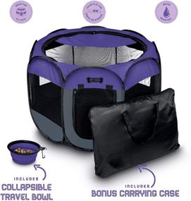 img 3 attached to 🐾 Portable Foldable Pet Playpen by Ruff 'n Ruffus - Includes Free Carrying Case, Travel Bowl, and Removable Shade Cover - 3 Sizes for Indoor/Outdoor Use with Water-Resistant Design