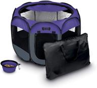🐾 portable foldable pet playpen by ruff 'n ruffus - includes free carrying case, travel bowl, and removable shade cover - 3 sizes for indoor/outdoor use with water-resistant design логотип