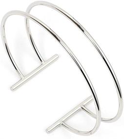 img 4 attached to 💫 Hollow Double Layer Expandable Wire Cuff Bangle Bracelet: Stylish Wrist Jewelry for Versatile All-Match Looks