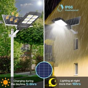 img 3 attached to 💡 High-Powered Solar Street Light, 600W Dusk to Dawn Motion Sensor, Waterproof IP66, Super Bright 6500K Lighting for Parking Lot, Garage, Street