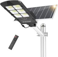 💡 high-powered solar street light, 600w dusk to dawn motion sensor, waterproof ip66, super bright 6500k lighting for parking lot, garage, street logo