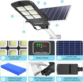 img 1 attached to 💡 High-Powered Solar Street Light, 600W Dusk to Dawn Motion Sensor, Waterproof IP66, Super Bright 6500K Lighting for Parking Lot, Garage, Street