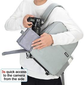 img 2 attached to 🎒 Рюкзак для фотоаппарата CADeN | Водонепроницаемый чехол для зеркальных и беззеркальных DSLR камер с отделением для ноутбука | Совместим с камерами Sony Canon Nikon | Светло-серый