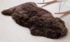 img 4 attached to 🐑 Large 2' x 3' Single Pelt Genuine New Zealand Fluffy Sheepskin Rug for Bedroom Living Room - Brown