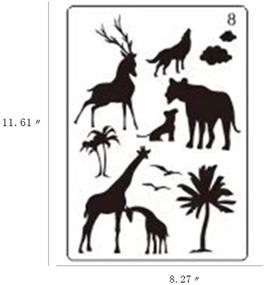 img 4 attached to 🎨 12 PCS Large Stencils for Templates: 70 Love Patterns, Animals, Plants, People, Marine Life Balloon, Children Dinosaur Template (8.2" x 11.6") - DIY Craft Stencils for Children