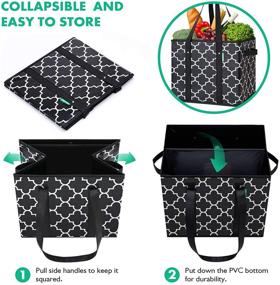 img 1 attached to 🛍️ WISELIFE Reusable Grocery Bags 3-Pack, Foldable & Washable Large Storage Bins Basket, Water-Resistant Shopping Tote Bag in Black