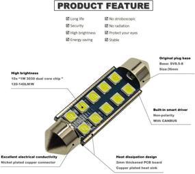 img 2 attached to 🚗 DODOFUN 41MM 42MM Festoon LED Bulbs for Car Interior Lights License Plate Map Dome Trunk Door Courtesy Light 10-SMD Chipset Canbus Error Free - 6000K White Extra Bright