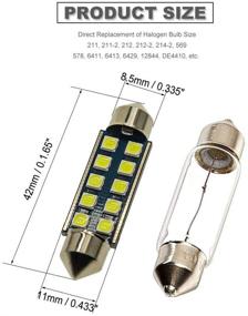 img 3 attached to 🚗 DODOFUN 41MM 42MM Festoon LED Bulbs for Car Interior Lights License Plate Map Dome Trunk Door Courtesy Light 10-SMD Chipset Canbus Error Free - 6000K White Extra Bright