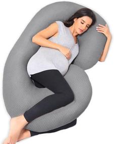 img 4 attached to 🤰 Pregnancy Pillows - C Shaped Maternity Pillow with Premium Fabric Cover, Ideal Sleeping Aid for Pregnant Women, in Grey