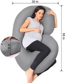 img 3 attached to 🤰 Pregnancy Pillows - C Shaped Maternity Pillow with Premium Fabric Cover, Ideal Sleeping Aid for Pregnant Women, in Grey
