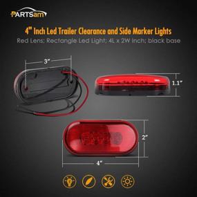img 1 attached to Partsam 2Pcs 4Inch Rectangular LED Side Marker Clearance Lights - Red, 10 Diodes, Waterproof, RV Trailer Truck Camper, Surface Mount, Rectangle LED Marker Lights, Sealed Indicators, Identification Lights