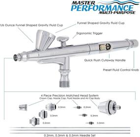 img 3 attached to 🎨 Многофункциональный набор аэрографа Versatile Master Model G344 с двойным действием, питается гравитацией, включает 3 комплекта сопел (иглы 0,2 мм, 0,3 мм и 0,5 мм, насадки для жидкости и воздушные колпачки), а также емкость для жидкости объемом 1/16 унции - удобный в использовании.