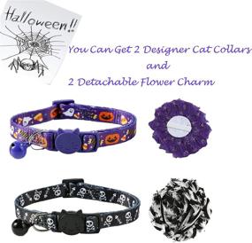 img 3 attached to 🎃 Halloween-inspired BoomBone Cat Collar 2-Pack - Breakaway Design with Bell and Flower Charm, Ideal for Small Dogs Too!