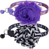 🎃 halloween-inspired boombone cat collar 2-pack - breakaway design with bell and flower charm, ideal for small dogs too! logo