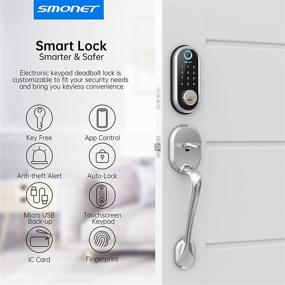 img 3 attached to SMONET Smart Deadbolt: App-Controlled Keyless Entry, 🔒 Fingerprint & Keypad Security Lock for Homes and Hotels