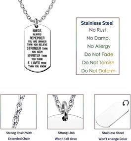 img 3 attached to 💪 Lauhonmin Niece Necklace - Inspirational Jewelry for Women and Girls, Uncle and Aunt Gift - Braver, Stronger, and Smarter Than You Think