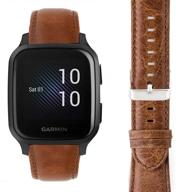 brown leather replacement band straps for garmin venu sq smartwatch - compatible with garmin venu sq band, youkei crazy leather strap logo