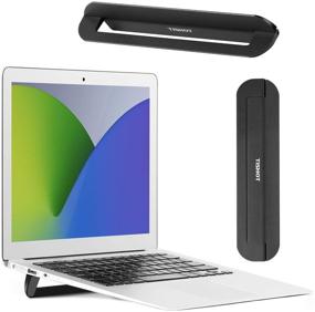 img 4 attached to TISHOT Laptop Stand: Sleek Foldable Aluminum Invisible Computer Stand for Desk - Compatible with MacBook, Lenovo, Dell XPS, HP & More - 10”-17” Notebook Riser in Black