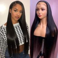 💇 lace front human hair wig straight 13x4 hd transparent lace pre plucked with baby hair 150% density brazilian virgin for black women natural color 18 inch logo