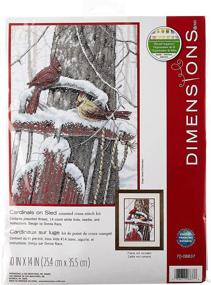 img 4 attached to 🧣 Dimensions Counted Cross Stitch Kit: Cardinals on Winter Sled - 14 Count White Aida, 10" x 14