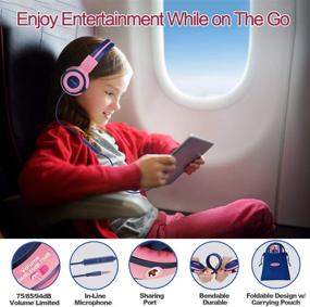 img 3 attached to 🎧 SIMOLIO Kids Headphones: 75dB, 85dB, 94dB Volume Limited with Share Jack - Pink On-Ear Headsets for Girls with Mic, Durable & Safe Children Headphones for Gift/School/Plane