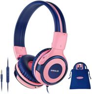 🎧 simolio kids headphones: 75db, 85db, 94db volume limited with share jack - pink on-ear headsets for girls with mic, durable & safe children headphones for gift/school/plane logo