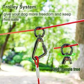 img 1 attached to XiaZ Dog Tie Out Cable for Large Dogs up to 120lbs - Heavy Duty Dog Runner 🐶 for Yard, Camping, Outdoor Activities - Includes 15 Ft Dog Running Lead and Cable Sling for Tree Protection